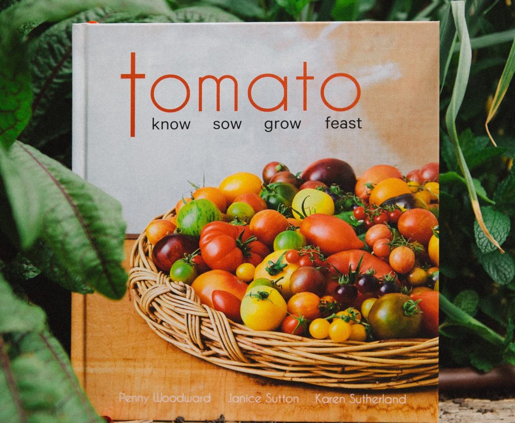 Tomato book cover.  Tomato Know Sow Grow Feast 