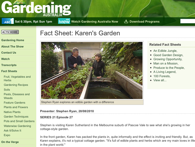 Karen's garden on ABC Gardening Australia TV Show