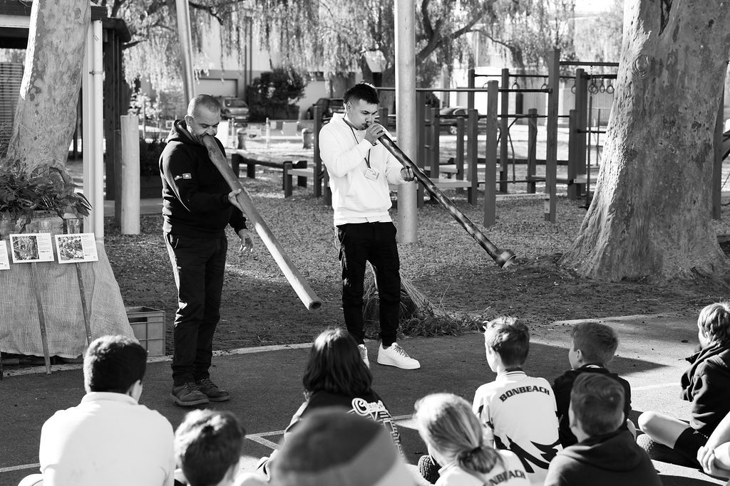 Didgeridoo at the opening ceremony Bonbeach Primary School Photo credit Row Your Boat Projects